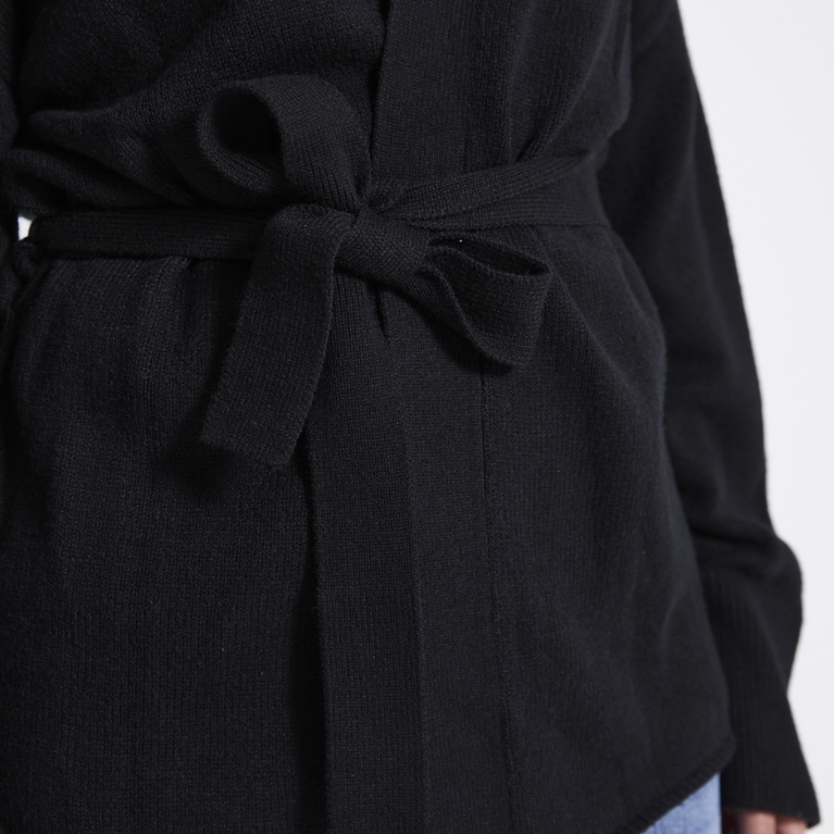 Tie waist knit cardigan "Colette" Black